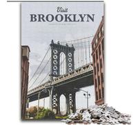 Puzzles pour Adultes 1000 pièces, Visit Brooklyn Staycation Kill Time, avec pièces entièrement emboîtables de Formes aléatoires (38x52cm), 1000 pièces