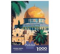Puzzles pour Adultes 1000 Pièces Visit Jerusalem Travel Puzzles pour Adolescents Vacances À La Maison Tuer Le Temps Stimuler Le Cerveau Cadeaux d'anniversaire Et De Noël Uniques 70x50cm/1000pcs