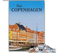 Puzzles pour Adultes 1000 pièces Visite Copenhague Difficile à réaliser mais Amusant et Humoristique avec Affiche et fiche de Questions-réponses Assorties (26x38cm) 1000 pièces