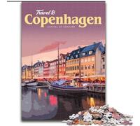 Puzzles pour Adultes 1000 pièces Visitez Copenhague Jeu Stimulant et Jeu Familial idéal comme Cadeau pour Toute la Famille (50x75cm) 1000 pièces