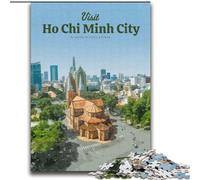 Puzzles pour Adultes 1000 pièces Visitez Ho Chi Minh-Ville Difficile à compléter mais Amusant et Humoristique avec Affiche et Feuille de Questions correspondantes (38x52cm) 1000 pièces