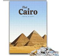 Puzzles pour Adultes 1000 pièces : Visitez Le Caire Un défi à relever, mais Amusant et Humoristique, avec Une Affiche et Une fiche de Questions-réponses Assorties (38x52cm) 1000 pièces