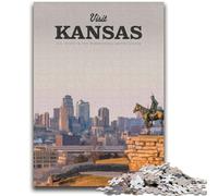 Puzzles pour Adultes 1000 pièces Visitez Le Kansas pour Les 14 Ans et Plus Cadeaux intéressants pour la réduction du Stress pour Les Amis et la Famille (Taille 50x75cm)