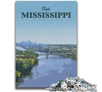 Puzzles pour Adultes 1000 pièces Visitez Le Mississippi pour Les 14 Ans et Plus Cadeaux intéressants pour réduire Le Stress pour Les Amis et la Famille (Taille 50x75cm)