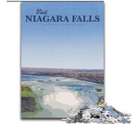 Puzzles pour Adultes 1000 pièces : Visitez Les Chutes du Niagara Un défi à relever, mais Amusant et Humoristique, avec Une Affiche et Une fiche de Questions-réponses Assorties (26x38cm) 1000 pièces