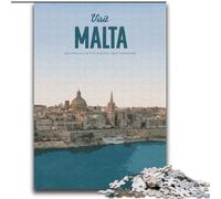 Puzzles pour Adultes 1000 pièces : Visitez Malte Un défi à relever, mais Amusant et Humoristique, avec Une Affiche et Une fiche de Questions-réponses Assorties (38x52cm) 1000 pièces