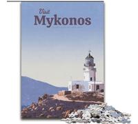 Puzzles pour Adultes 1000 pièces Visitez Mykonos, Défi Difficile avec des pièces entièrement emboîtables de Formes aléatoires 50x75cm