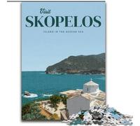 Puzzles pour Adultes 1000 pièces Visitez Skopelos Difficile à compléter mais Amusant et Humoristique Anniversaire Unique et Cadeaux (26x38cm) 1000pcs