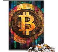 Puzzles pour Adultes 1000 pièces Vitrail Bitcoin, Jeu Familial Anti-Stress, défi Difficile, renforce l'amour Entre Couples (Taille 50x75cm)