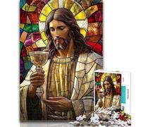 Puzzles pour Adultes 1000 pièces Vitrail Jésus Puzzle 1000 pièces, Jeux Amusants Chaque pièce est Unique - Jeu Familial Stimulant et Amusant 50x75cm