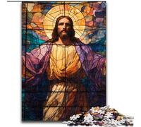 Puzzles pour Adultes 1000 pièces Vitrail Jésus Puzzle Art DIY Stimulant pour Les passionnés, Cadeau Parfait pour la détente 50X75CM