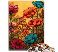 Puzzles pour Adultes 1000 pièces, vitraux, Fleurs Sauvages, Jeux éducatifs, décoration d'intérieur, idéal pour la décoration de Bureau (26x38cm)