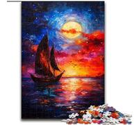 Puzzles pour Adultes 1000 pièces Voilier sous Le Ciel Nocturne Puzzle Stimulant pour Le Cerveau, activité familiale, décoration intérieure, Cadeau de Vacances 50x75cm
