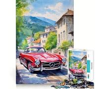 Puzzles pour Adultes 1000 pièces Voiture Aquarelle Jeu d'ajustement précis Casse-tête Cadeau Moment de détente et de Divertissement Cadeau Artistique de Noël (38x26cm)