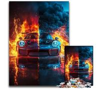 Puzzles pour Adultes 1000 pièces Voiture de Sport de Glace et de feu Puzzles en Carton Décoration d'intérieur colorée et Jeu Familial interactif, 26x38cm