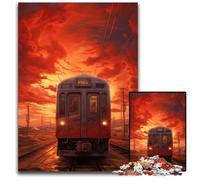 Puzzles pour Adultes 1000 pièces Voiture Roulant sous Le Coucher du Soleil Puzzles pour Adultes Décoration Artistique DIY Parfaite ou Cadeau d'anniversaire 26x38cm/10,23x14,96 Pouces