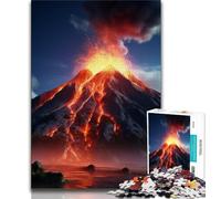 Puzzles pour Adultes 1000 pièces Volcan en éruption Vacances à la Maison tuez Le Temps avec Affiche et fiche de Questions Assorties 26x38cm