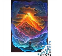 Puzzles pour Adultes - 1000 pièces - Volcans colorés - Puzzle en Bois - 38 x 26 cm - 1000 pièces