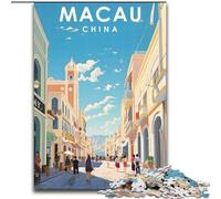 Puzzles pour Adultes 1000 pièces Voyage à Macao en Chine, pour Les 14 Ans et Plus Chaque pièce est Unique - Jeu Amusant et Stimulant pour Toute la Famille Bon Cadeau 50x75cm