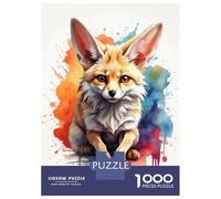 Puzzles pour Adultes 1000 Pièces Watercolor Fennec Fox Puzzle pour Adultes Jeux Relaxants Course De Vitesse Manuelle Activités Amusantes À La Maison 38x26cm/1000pcs