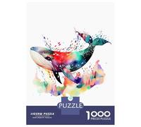 Puzzles pour Adultes 1000 Pièces Watercolor Whale Jumping Puzzle Détente Jeux Défi Difficile Cadeau Anti-Stress 38x26cm/1000pcs