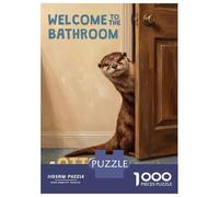 Puzzles pour Adultes 1000 Pièces Welcome to The Bathroom Otter Puzzles pour Adultes - Défi Difficile - Stimulez Votre Cerveau avec Ce Jeu Unique 70x50cm/1000pcs