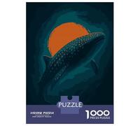 Puzzles pour Adultes 1000 Pièces Whale Shark and Sun Digital Art Puzzle pour Adolescents Assemblage De Motifs Interaction Parent-Enfant Jeu Au Design Soigné 52x38cm/1000pcs