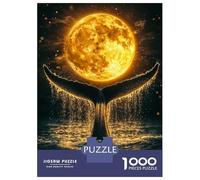 Puzzles pour Adultes 1000 Pièces Whale Tail and Full Moon Puzzle pour Adultes, Jeu De Réflexion, Décoration Murale, Cadeaux De Noël Ou d'anniversaire 70x50cm/1000pcs