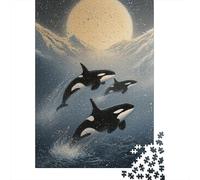 Puzzles pour Adultes 1000 Pièces Whale Watching in The Moonlight Puzzle Détente Jeux Défi Difficile Cadeau Anti-Stress 38x26cm/1000pcs
