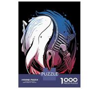 Puzzles pour Adultes 1000 Pièces Whale Yin Yang Skeleton Puzzle pour Adultes Jeu De Réflexion Une Œuvre d'art Activités Amusantes À La Maison 52x38cm/1000pcs