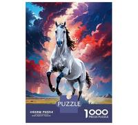 Puzzles pour Adultes 1000 Pièces White Horse Cute Animals Puzzle pour Adultes Jeu De Réflexion Assembler Le Motif Idée Cadeau Unique pour Un Anniversaire 38x26cm/1000pcs