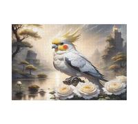 Puzzles pour Adultes 1000 Pièces White Perroquet Puzzles pour Adultes Et Enfants Puzzles en Bois Excellent Cadeau pour Les Adultes (75×50cm)