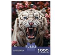 Puzzles pour Adultes 1000 Pièces White Tiger Roaring Puzzle pour Adultes, Jeu De Réflexion, Cadeau d'anniversaire, Défi Éducatif 70x50cm/1000pcs