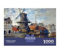 Puzzles pour Adultes 1000 Pièces Windmill in Amsterdam Puzzle pour Adultes Jeu De Réflexion Assembler Le Motif Idée Cadeau Unique pour Un Anniversaire 38x26cm/1000pcs