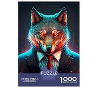 Puzzles pour Adultes - 1000 Pièces Wolf CEO in Suit Puzzle pour Adultes - Jeu De Réflexion Amusant Et Humoristique - Difficile Et Stimulant 38x26cm/1000pcs
