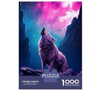 Puzzles pour Adultes 1000 Pièces Wolf Howling at The Moon Puzzles pour Adultes - Jeu De Réflexion, Analyse Et Logique - Cadeaux d'anniversaire Et De Noël Uniques 38x26cm/1000pcs