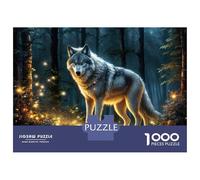 Puzzles pour Adultes 1000 Pièces Wolf in Enchanted Forest Puzzles pour Adultes Jeu Manuel Défi Difficile Aidez Votre Cerveau À Faire Travailler 52x38cm/1000pcs