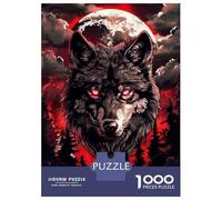 Puzzles pour Adultes 1000 Pièces Wolf Moon Poster Print-2 Puzzle Casse-tête Jeu Anti-Stress Cadeau Unique d'anniversaire Et De Noël 38x26cm/1000pcs