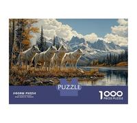 Puzzles pour Adultes 1000 Pièces Wolf Pack by The Lake Puzzles pour Adolescents Jeux De Famille Difficile Difficile Cadeaux Uniques d'anniversaire Et De Noël 38x26cm/1000pcs