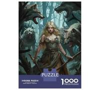 Puzzles pour Adultes 1000 Pièces Wolf Warrior Fantasy Art Puzzle Casse-tête Jeu Anti-Stress Cadeau Unique d'anniversaire Et De Noël 70x50cm/1000pcs