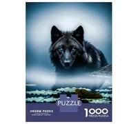 Puzzles pour Adultes 1000 Pièces Wolf with Blue Eyes in Water Puzzle pour Adultes, Jeu De Réflexion, Décoration Intérieure, Cadeaux De Noël Ou d'anniversaire 38x26cm/1000pcs