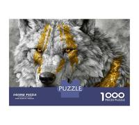 Puzzles pour Adultes 1000 Pièces Wolf with Golden Markings Digital Art Puzzles pour Adolescents : Améliorent La Mémoire, Entraînent Le Cerveau Et La Dextérité, Cadeaux Anti-Stress 52x38cm/1000pcs