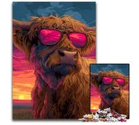 Puzzles pour Adultes, 1000 pièces, Yak Portant des Lunettes, Jeu Stimulant, Jouets, Anniversaires et Cadeaux Uniques pour Les 14 Ans et Plus, 50x75cm