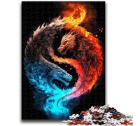 Puzzles pour Adultes 1000 pièces Yin et Yang Dragon Jeux éducatifs Décoration de la Maison Jeu éducatif pour Anniversaire, Noël 50x75cm