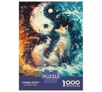 Puzzles pour Adultes 1000 Pièces Yin Yang Fox Puzzle pour Adultes Jeux De Famille Vacances À La Maison Jeu Stimulant Cadeaux 52x38cm/1000pcs