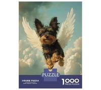 Puzzles pour Adultes 1000 Pièces Yorkshire Terrier Angel Pet Memorial Tribute Angel Dog Puzzles pour Adultes Jeu Manuel Décoration Parfaite Activités Amusantes À La Maison 38x26cm/1000pcs