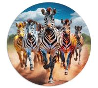 Puzzles pour Adultes 1000 pièces Zèbre Africain Puzzles Ronds 1000 pièces pour Adultes Défi cérébral Cadeau, Activité éducative pour Adolescents 1000 pièces (67,5x67,5cm)