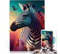 Puzzles pour Adultes 1000 pièces Zèbre Arc-en-Ciel Fantastique Défi Difficile pour soulager Le Stress Œuvre d'art 75x50cm