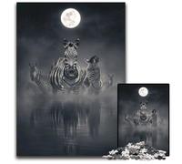 Puzzles pour Adultes 1000 pièces Zèbres dans la Brume Puzzles pour Adultes Soirée de Jeux en Famille Amusant Œuvre décorative à Faire soi-même 1000 pièces (38 x 26 cm)