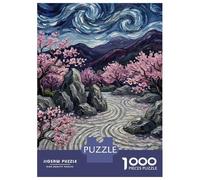 Puzzles pour Adultes - 1000 Pièces Zen Garden with Cherry Blossoms Puzzle pour Adultes - Jeu De Réflexion Amusant Et Humoristique - Difficile Et Stimulant 52x38cm/1000pcs